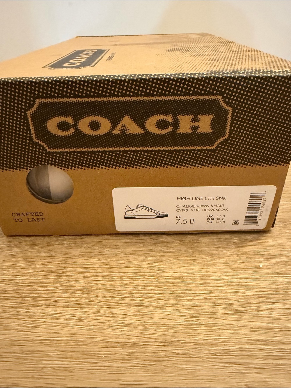 Coach Cream Leather Low-Top Sneakers with Brown Monogram Heel - Picture 5 of 9